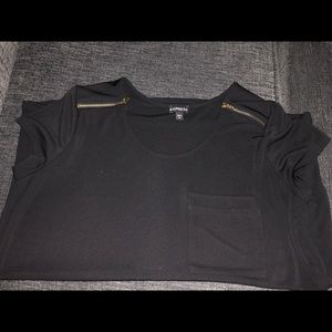 Express TShirt with Gold Zippers On Sleeves